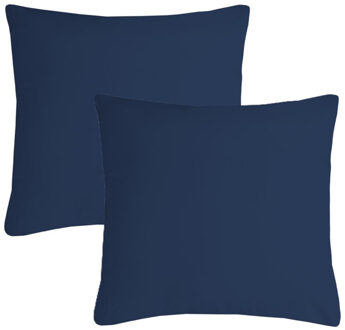 Textile sierkussen Nelson - 2x - donkerblauw - 40 x 40 cm - bank kussens - polyester