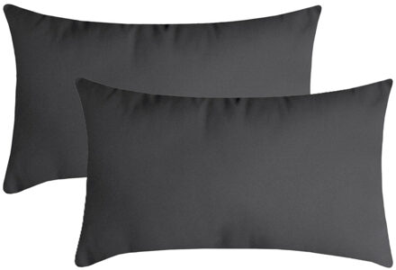 Textile sierkussen Nelson - 2x - donkergrijs - 30 x 50 cm - bank kussens - polyester