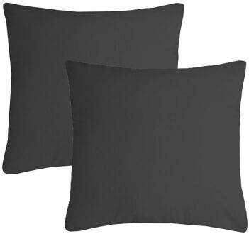 Textile sierkussen Nelson - 2x - donkergrijs - 40 x 40 cm - bank kussens - polyester