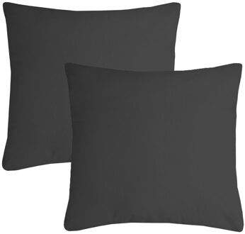 Textile sierkussen Nelson - 2x - donkergrijs - 60 x 60 cm - bank kussens - polyester