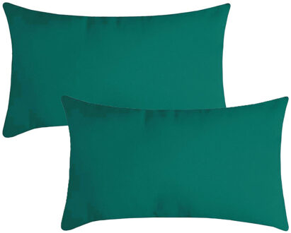 Textile sierkussen Nelson - 2x - emerald groen - 30 x 50 cm - bank kussens - polyester