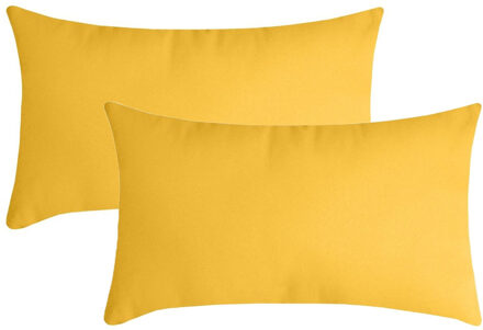 Textile sierkussen Nelson - 2x - geel - 30 x 50 cm - bank kussens - polyester