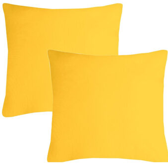 Textile sierkussen Nelson - 2x - geel - 60 x 60 cm - bank kussens - polyester