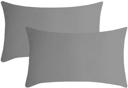 Textile sierkussen Nelson - 2x - grijs - 30 x 50 cm - bank kussens - polyester