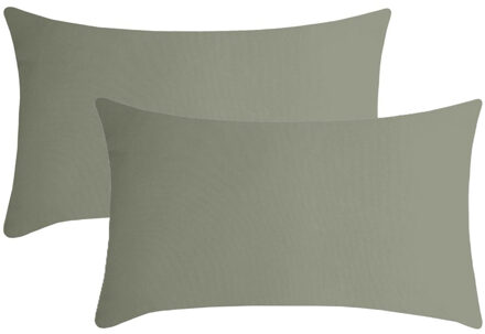 Textile sierkussen Nelson - 2x - groen - 30 x 50 cm - bank kussens - polyester