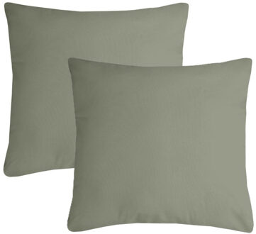 Textile sierkussen Nelson - 2x - groen - 40 x 40 cm - bank kussens - polyester
