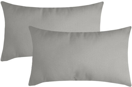 Textile sierkussen Nelson - 2x - lichtgrijs - 30 x 50 cm - bank kussens - polyester