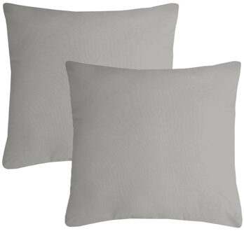 Textile sierkussen Nelson - 2x - lichtgrijs - 40 x 40 cm - bank kussens - polyester