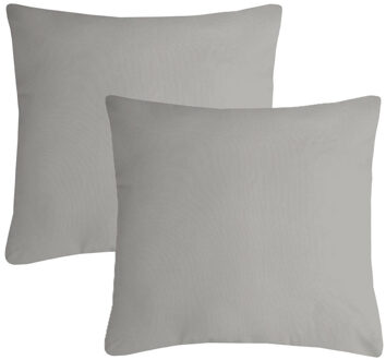 Textile sierkussen Nelson - 2x - lichtgrijs - 60 x 60 cm - bank kussens - polyester