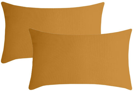 Textile sierkussen Nelson - 2x - okergeel - 30 x 50 cm - bank kussens - polyester