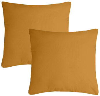 Textile sierkussen Nelson - 2x - okergeel - 60 x 60 cm - bank kussens - polyester