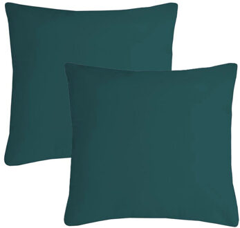 Textile sierkussen Nelson - 2x - petrol - 40 x 40 cm - bank kussens - polyester