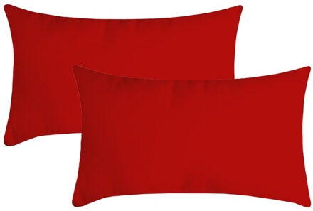 Textile sierkussen Nelson - 2x - rood - 30 x 50 cm - bank kussens - polyester