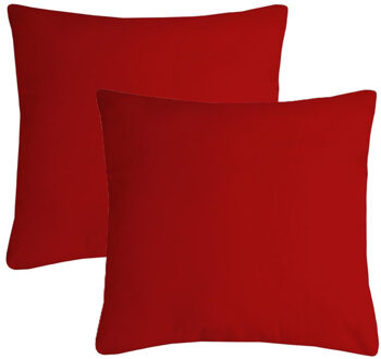 Textile sierkussen Nelson - 2x - rood - 40 x 40 cm - bank kussens - polyester