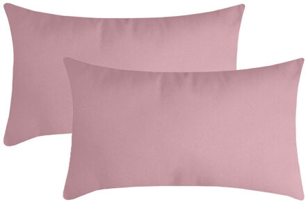 Textile sierkussen Nelson - 2x - roze - 30 x 50 cm - bank kussens - polyester
