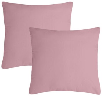 Textile sierkussen Nelson - 2x - roze - 60 x 60 cm - bank kussens - polyester