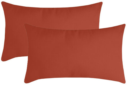 Textile sierkussen Nelson - 2x - terracotta - 30 x 50 cm - bank kussens - polyester