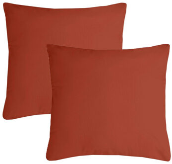 Textile sierkussen Nelson - 2x - terracotta - 40 x 40 cm - bank kussens - polyester
