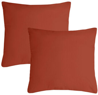 Textile sierkussen Nelson - 2x - terracotta - 60 x 60 cm - bank kussens - polyester