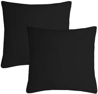 Textile sierkussen Nelson - 2x - zwart - 40 x 40 cm - bank kussens - polyester