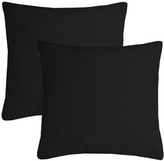 Textile sierkussen Nelson - 2x - zwart - 60 x 60 cm - bank kussens - polyester