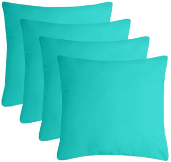 Textile sierkussen Nelson - 4x - aqua blauw - 60 x 60 cm - bank kussens - polyester