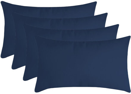 Textile sierkussen Nelson - 4x - donkerblauw - 30 x 50 cm - bank kussens - polyester