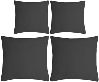 Textile sierkussen Nelson - 4x - donkergrijs - 2 formaten - polyester