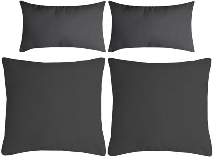 Textile sierkussen Nelson - 4x - donkergrijs - 2 formaten - polyester