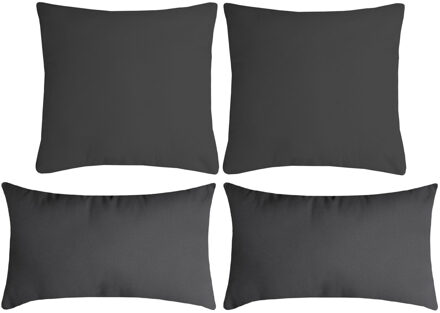 Textile sierkussen Nelson - 4x - donkergrijs - 2 formaten - polyester