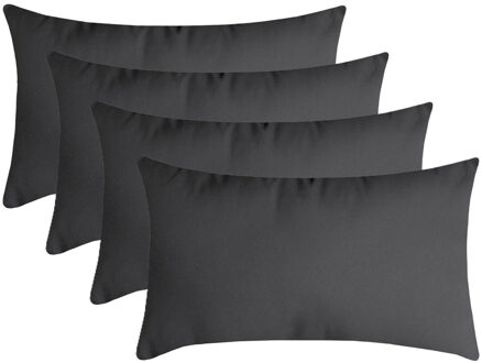 Textile sierkussen Nelson - 4x - donkergrijs - 30 x 50 cm - bank kussens - polyester