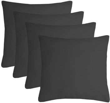 Textile sierkussen Nelson - 4x - donkergrijs - 40 x 40 cm - bank kussens - polyester