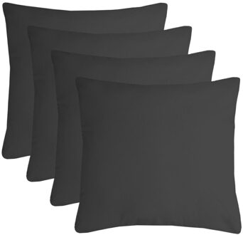 Textile sierkussen Nelson - 4x - donkergrijs - 60 x 60 cm - bank kussens - polyester