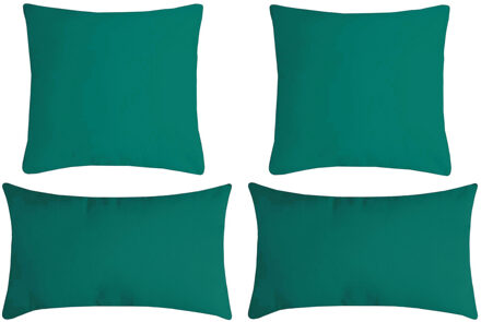 Textile sierkussen Nelson - 4x - emerald groen - 2 formaten - polyester