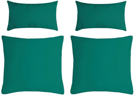 Textile sierkussen Nelson - 4x - emerald groen - 2 formaten - polyester