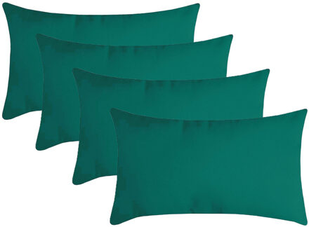 Textile sierkussen Nelson - 4x - emerald groen - 30 x 50 cm - bank kussens - polyester