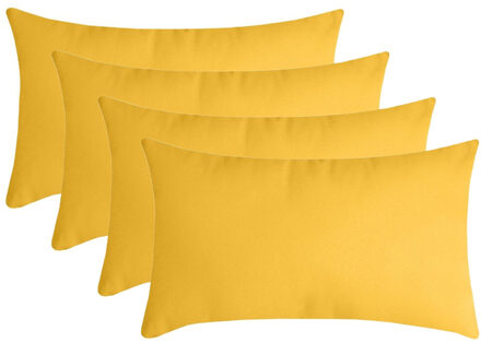 Textile sierkussen Nelson - 4x - geel - 30 x 50 cm - bank kussens - polyester