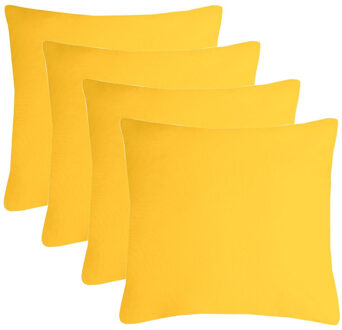 Textile sierkussen Nelson - 4x - geel - 60 x 60 cm - bank kussens - polyester