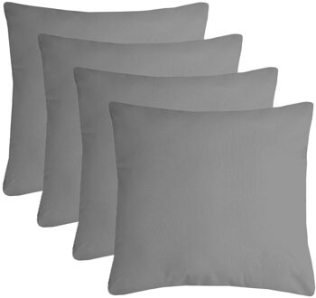 Textile sierkussen Nelson - 4x - grijs - 40 x 40 cm - bank kussens - polyester
