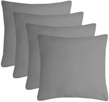 Textile sierkussen Nelson - 4x - grijs - 60 x 60 cm - bank kussens - polyester