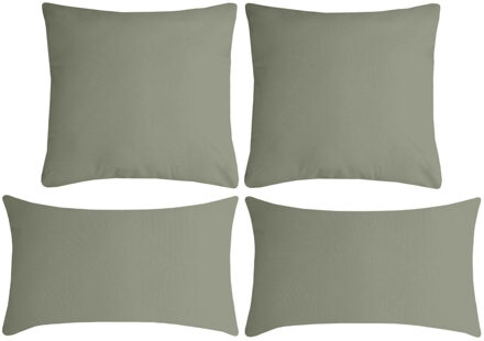 Textile sierkussen Nelson - 4x - groen - 2 formaten - polyester
