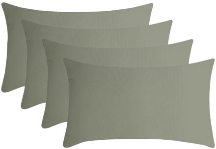 Textile sierkussen Nelson - 4x - groen - 30 x 50 cm - bank kussens - polyester