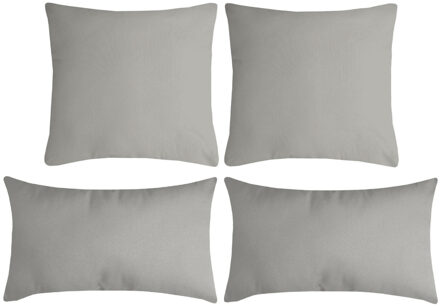 Textile sierkussen Nelson - 4x - lichtgrijs - 2 formaten - polyester