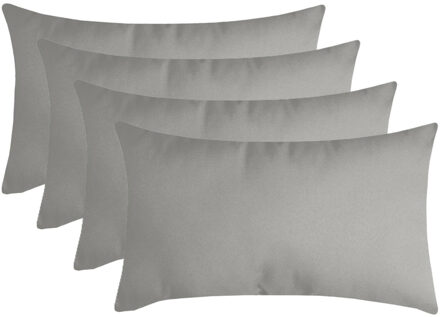 Textile sierkussen Nelson - 4x - lichtgrijs - 30 x 50 cm - bank kussens - polyester