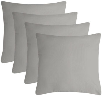 Textile sierkussen Nelson - 4x - lichtgrijs - 40 x 40 cm - bank kussens - polyester