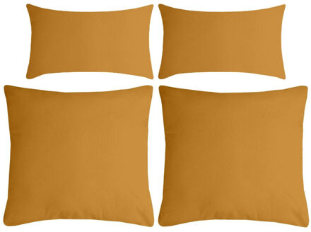 Textile sierkussen Nelson - 4x - okergeel - 2 formaten - polyester