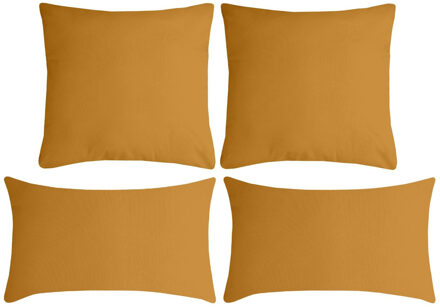 Textile sierkussen Nelson - 4x - okergeel - 2 formaten - polyester