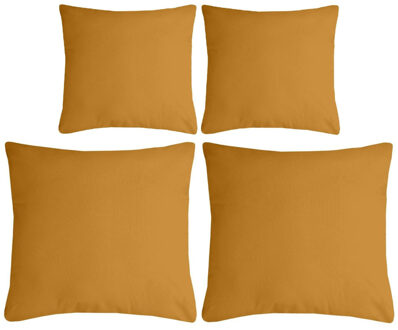 Textile sierkussen Nelson - 4x - okergeel - 2 formaten - polyester