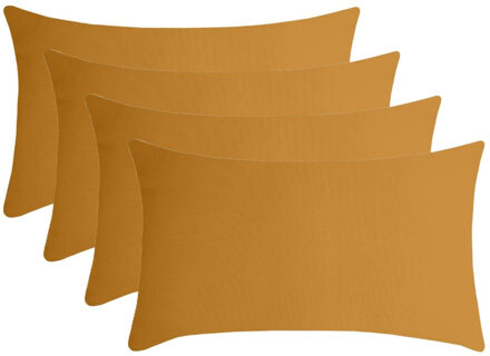 Textile sierkussen Nelson - 4x - okergeel - 30 x 50 cm - bank kussens - polyester