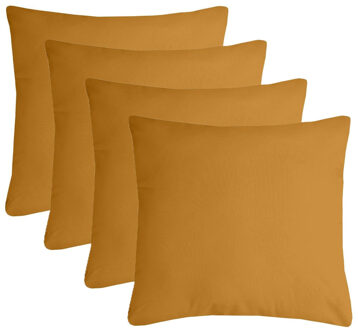 Textile sierkussen Nelson - 4x - okergeel - 40 x 40 cm - bank kussens - polyester